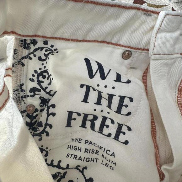 Free People The Pacifica High Rise Slim Straight Leg Jeans Ivory Size 25” - Picture 8 of 8